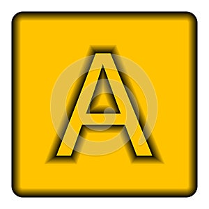 Yellow square icon with a symbol A