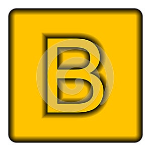 Yellow square icon with a symbol B