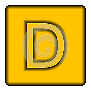 Yellow square icon with a symbol D