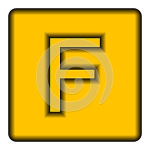Yellow square icon with a symbol F
