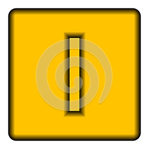 Yellow square icon with a symbol I