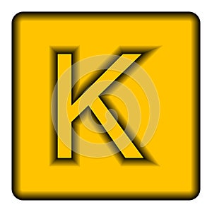 Yellow square icon with a symbol K