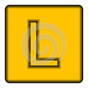 Yellow square icon with a symbol L