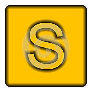 Yellow square icon with a symbol S