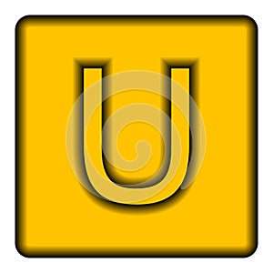 Yellow square icon with a symbol U