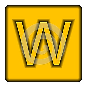 Yellow square icon with a symbol W