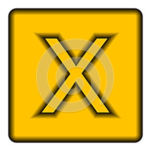 Yellow square icon with a symbol X