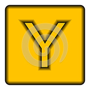 Yellow square icon with a symbol Y