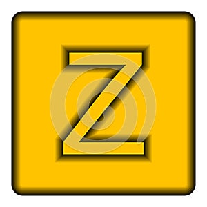 Yellow square icon with a symbol Z