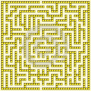 Yellow square maze-mosaic 19x19