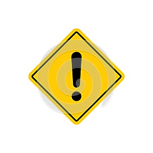 Yellow square sign with exclamation mark icon vector. Warning symbol