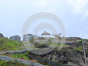 Yellow staircase in Miraflores, Lima, Peru