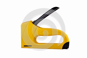 Yellow staple gun isolated on white background