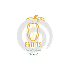 yellow star fruit fresh sweet line minimal logo design icon vector illustration