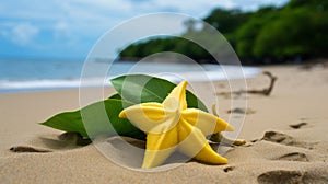 Vibrant Starfruit: A Captivating Beachscape With Tropical Symbolism