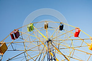 Yellow steel structure of old-fashioned carousel