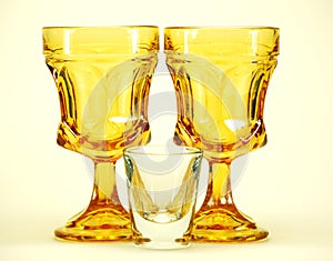 Yellow stemmed drinking glasse