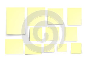 Yellow stick note paper isolated on white background, vector illustration