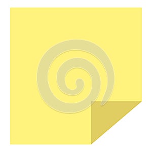 Yellow stick note or post note paper sheet icon