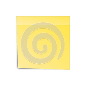 Yellow sticker paper note for notice. Sticky page. Blank with shadow isolated on white background. Vector illustration
