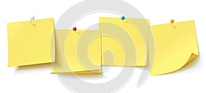 Yellow sticker pinned pushbutton with curled corner, ready for your message