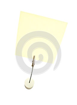 Yellow sticky note on clip