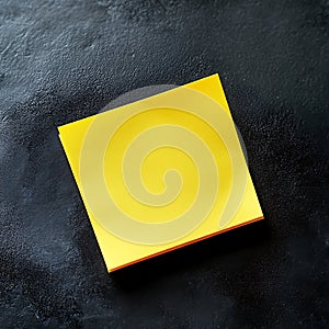 Yellow sticky note on dark surface