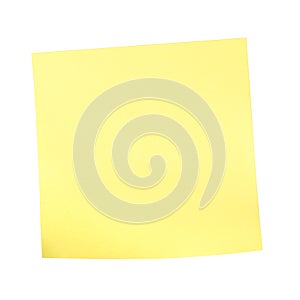 Yellow sticky note isolated on white