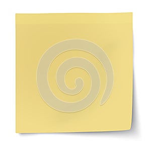 Yellow sticky note isolated on white background. Raster version illustration