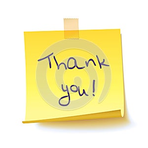 Yellow sticky note with text `Thank you!`