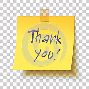 Yellow sticky note with text `Thank you!`