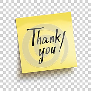 Yellow sticky note with text `Thank you!`. Vector