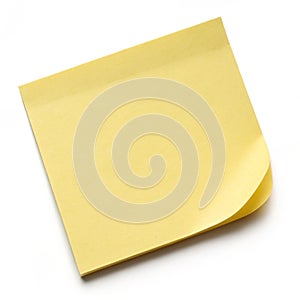 Yellow sticky post-it note isolated on white background
