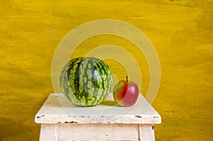 Yellow still-life with watermelon