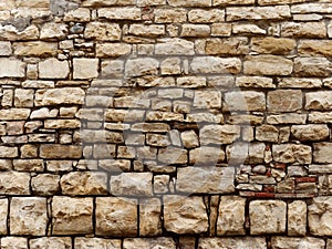 Yellow stone wall of italy old town