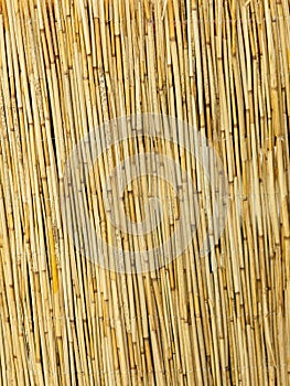 Yellow straw mat surface pattern background texture.