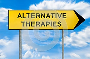 Yellow street concept alternative therapies sign photo