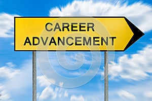 Yellow street concept career advancement sign photo