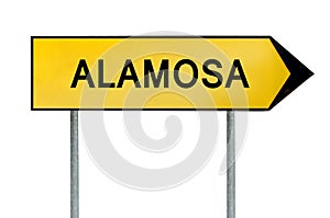 Yellow street concept sign Alamosa solated on white photo