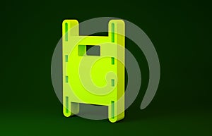 Yellow Stretcher icon isolated on green background. Patient hospital medical stretcher. Minimalism concept. 3d