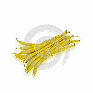 Yellow string beans on white
