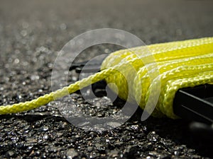 The Yellow String on the Ground at the Constructionsite