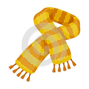 Yellow striped wool scarf.Scarves and shawls single icon in cartoon style vector symbol stock illustration.