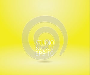 Yellow studio room backdrop background soft light. Mock up template product display.