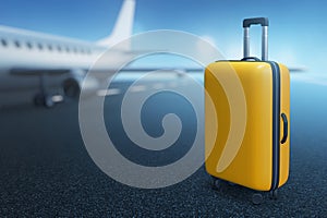 Yellow suitcase on 3d illustrations