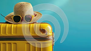 The yellow suitcase and hat.AI generated image