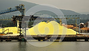 Yellow Sulphur on Dock of Chemical Factory