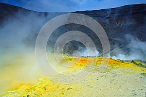 Yellow sulphur on the volcano