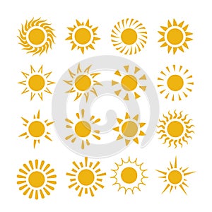 Yellow summer sun vector symbols