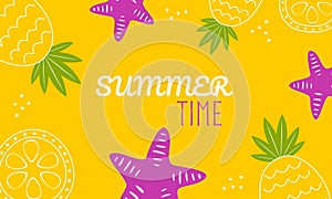 Yellow Summer Time Hand Drawing Vector